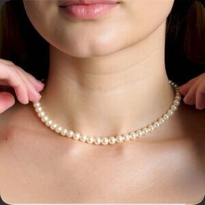 Genuine Natural White Pearl Necklace Hand Knotted Classic Jewelry Gift NIB